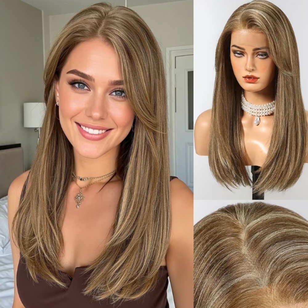 Hair Cube Elegant Ash Brown Lace Front Wig
